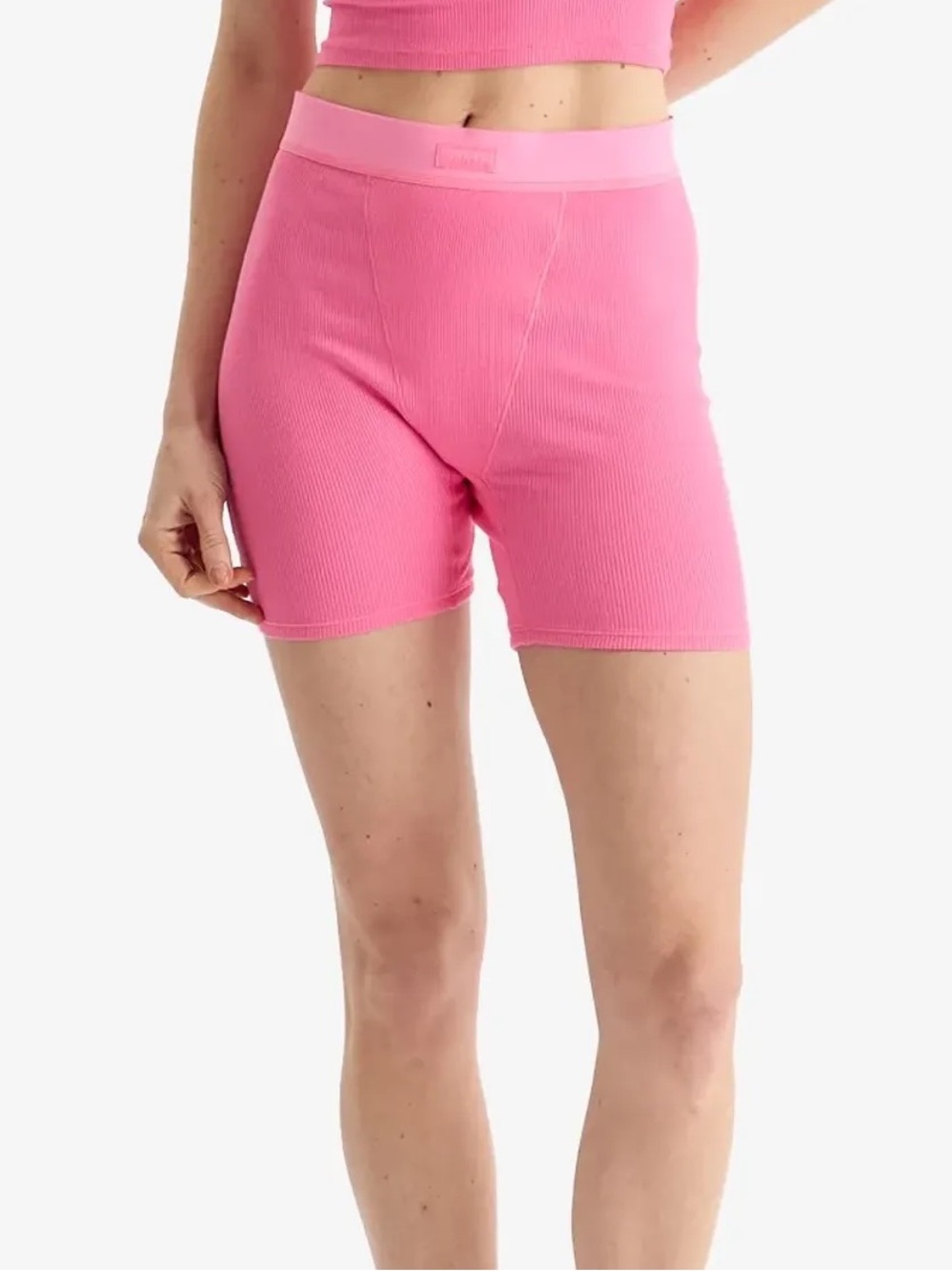 SKIMS Cotton Rib Boxer Short in Sugar Pink - M